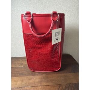 Insulated wine tote red croc